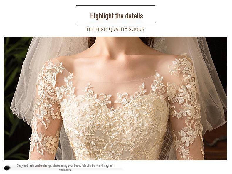 2024 Luxury Lace Long Sleeve Wedding Dress for Brides, Plus Size, D50