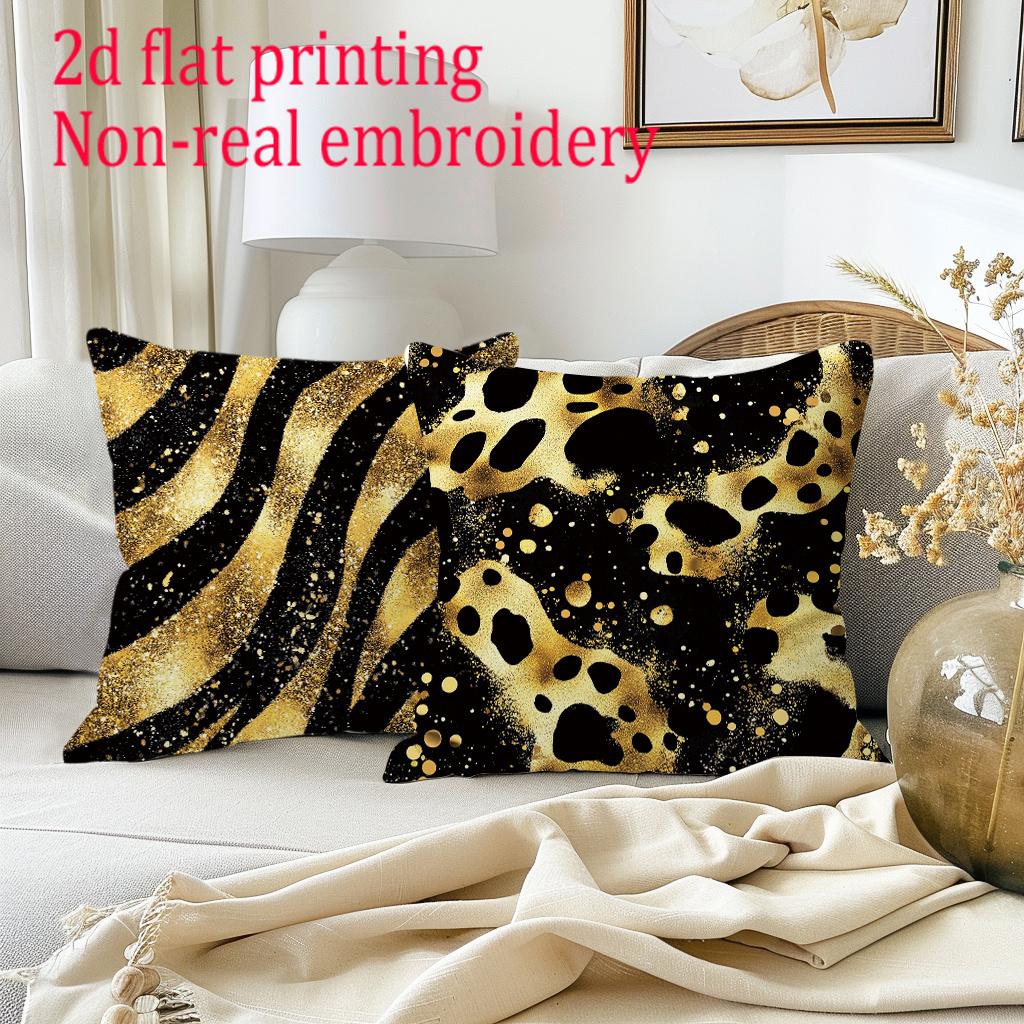 1/4 Stück Luxuriöse Schwarz-Gold Tierprint Kissenbezüge Zebra Leopard Giraffe Muster Kissenhüllen für Heimdekoration
