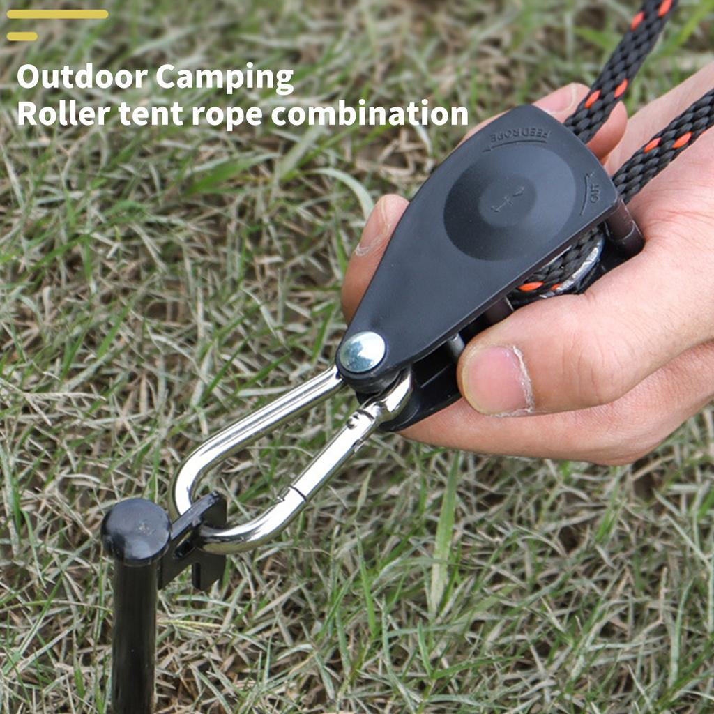 Tent Guy Rope with Pulley Camping Cord Pulley Systems Outdoor Tent Guide Cord with Adjuster for Camping Awnings Tents