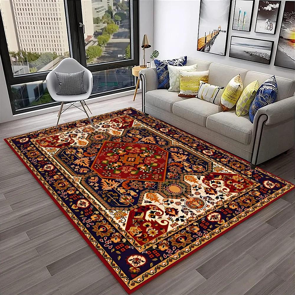 Persian Turkey Bohemian Flower Carpet Rug for Home Living Room Bedroom Sofa Doormat Kitchen Decor,Area Rug Non-slip Floor Mat