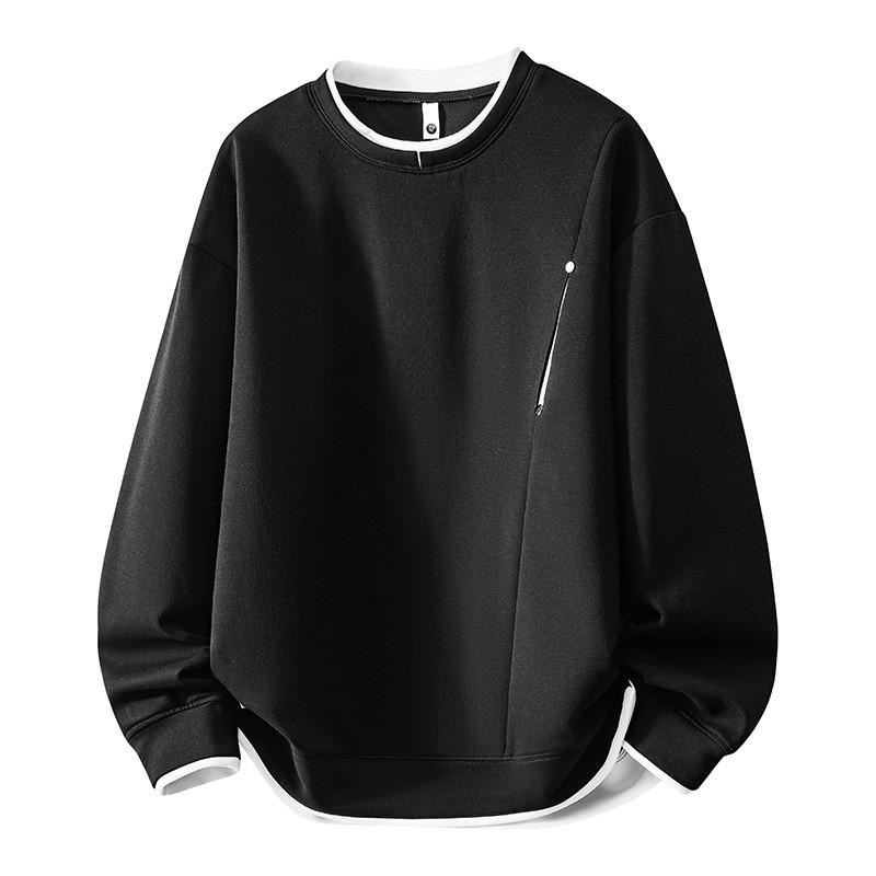 Mens Fake Two-piece Hooded Sweatshirt 2026 Casual Loose Fit Youth Streetwear M-8XL