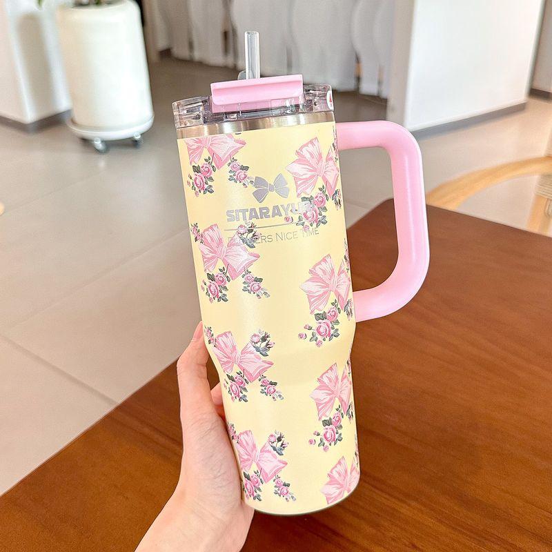 Large Capacity Thermos Cup for Women, Office Coffee Cup, Ice Cup, Straw Water Cup, Giant High-Value Cup