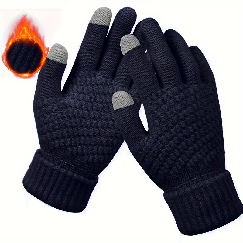 Zimowe rękawiczki dotykowe Ciepłe elastyczne dzianinowe rękawiczki zakrywające całe palce dla mężczyzn i kobiet Odpowiednie do jazdy na rowerze na świeżym powietrzu, prowadzenia samochodu