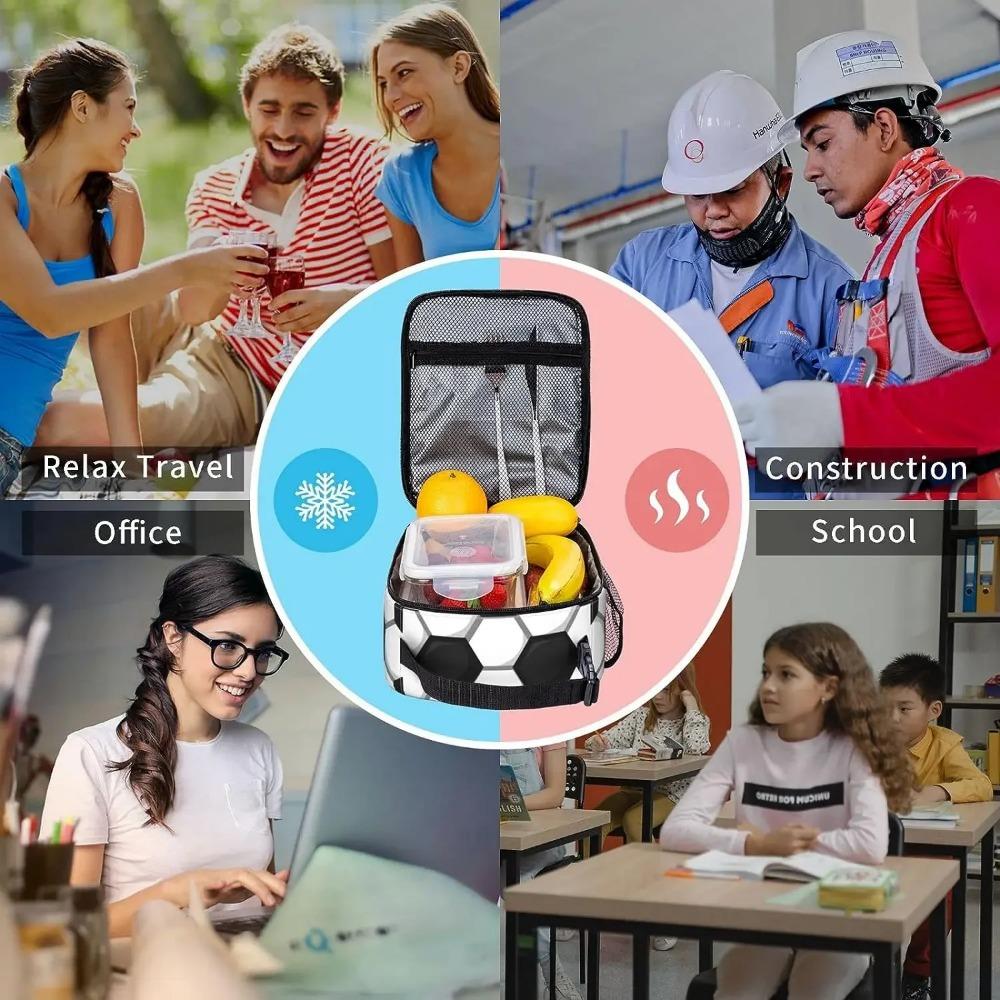 Sports Soccer Football Lunch Bag for Men Women Tote Insulated Cooler Bags Reusable Lunch Box for College Work Office Picnic