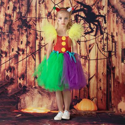 Vestito da Principessa in Rete per Bambini Clown Costume di Natale Halloween per Bambine