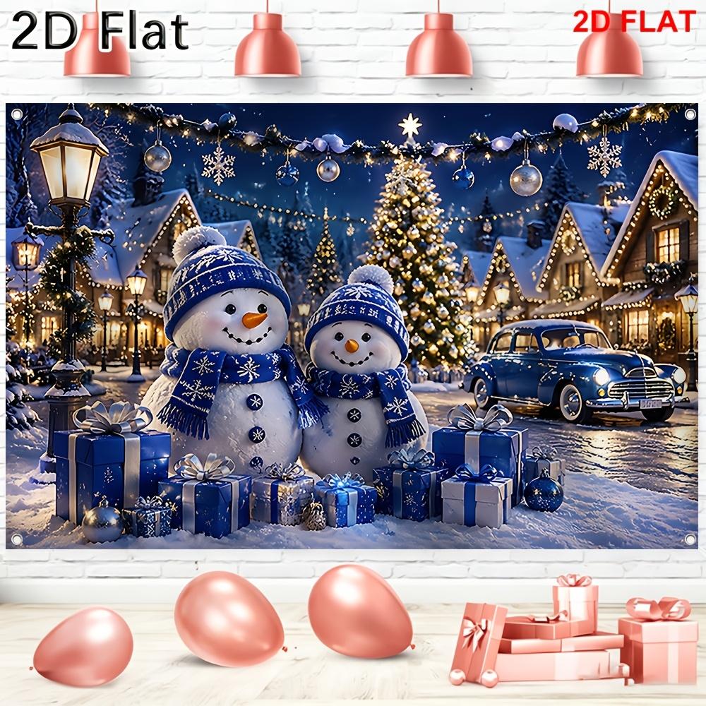 1Pcs Snowman Couple Winter Village Decoration Background Winter Backdrop For Photo Studio Photo Booth Party