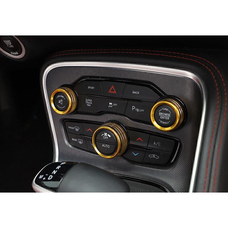 For Dodge Challenger 2015-2023 Golden Alloy Center Console AC Switch Knob Ring