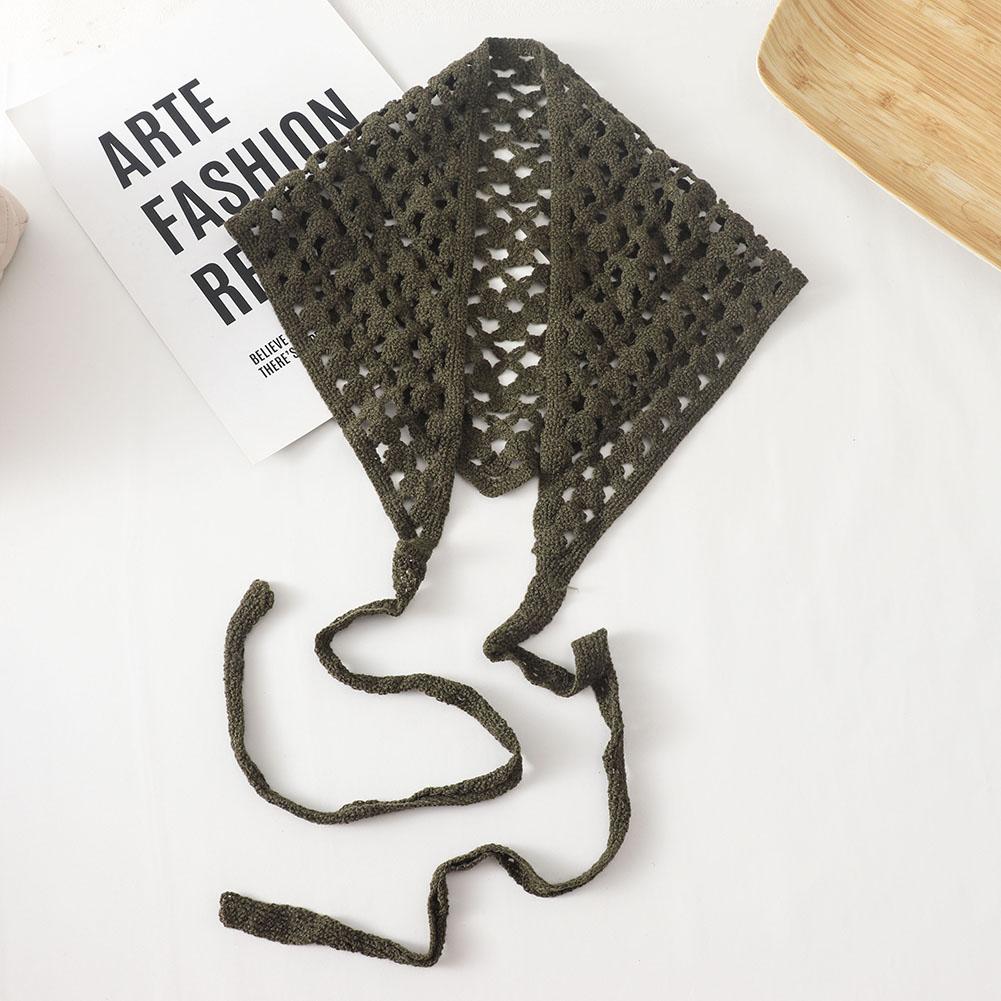New Korean Style KFashion Hollow Out Knitted Triangular Bandanas For Women Head Wrap Kerchief Handmade Crochet Headscarf Triangle Scarf