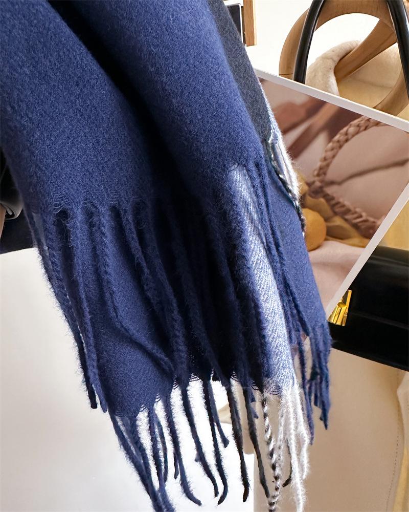 2024 Trendy Unisex Plaid Cashmere-Feel Tassel Shawl Snood Scarf for Autumn/Winter
