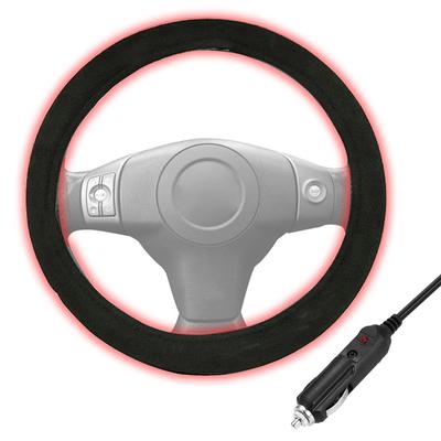 Automobil Beheizbare Lenkradabdeckung 12V Stecker-Winter Thermoschutzabdeckung PU-Leder Kabelloser Beheizbarer Schutz