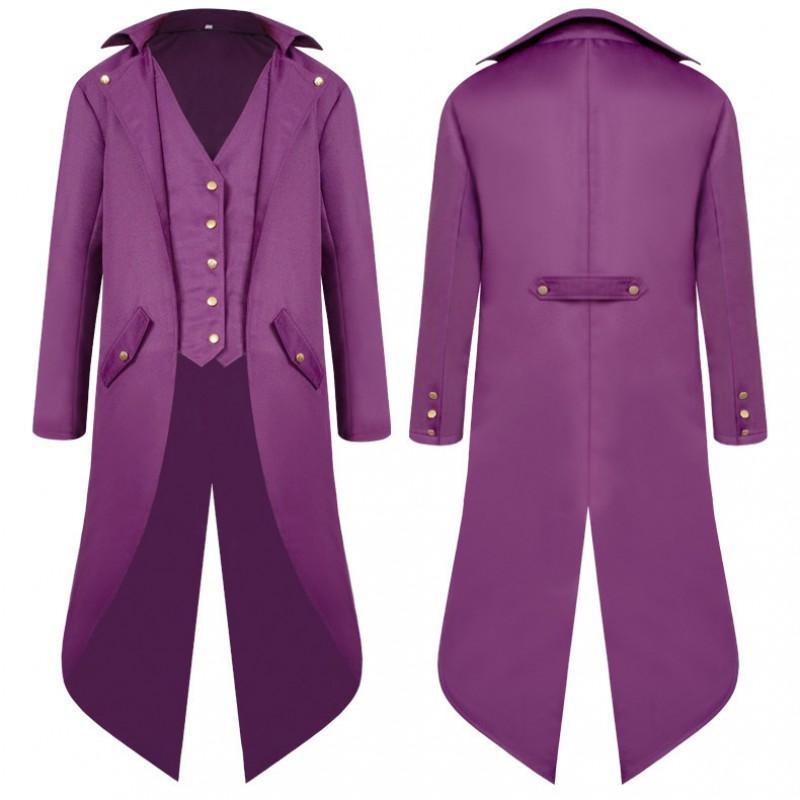 Halloween Vintage Mens Solid Long Sleeve Button Medieval Tuxedo Jacket
