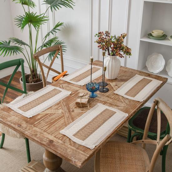 Stolní podložka střapce Design Jemné šití Obdélníkové Vintage tkané Boho prostírání pro restauraci