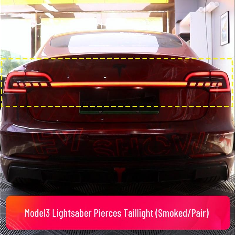 Compatible with Tesla Y/3 Tail Light Assembly, Saber-Style LED Running Lights & Flowing Turn Signals.