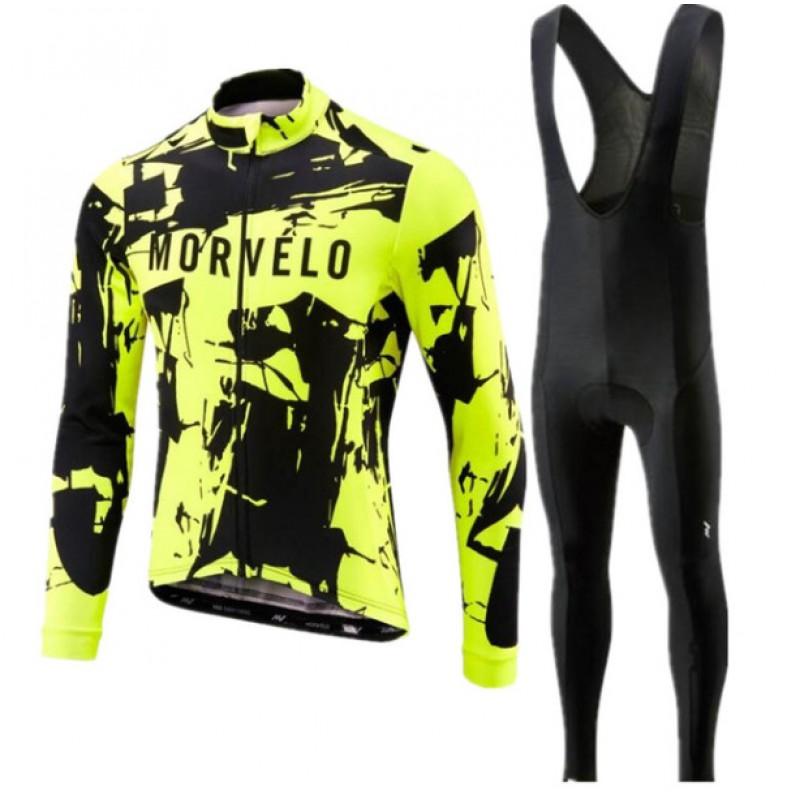 Set Completo Maglia a Manica Lunga da Ciclismo e Salopette Uomo Donna A Righe Traspirante