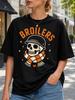 Broiler Tragen Mit Orangefarbenem Schal Sterne Und Herz Akzent Für Ein Kühnes Punk-Inspiriertes Grafik Damen Unisex Alle T-Shirts