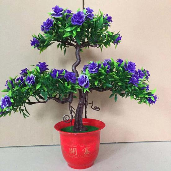 Künstliche Rosen-Blumen-Gast-Gruß-Kiefer-Blumentopf-Zuhause-Desktop-Büro-Dekor