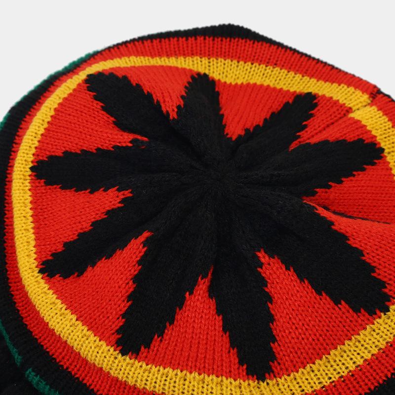 Wig Braided Hat Women's Vintage Yellow-Green Patchwork Beret Men's Halloween Yarn Knitted Hat