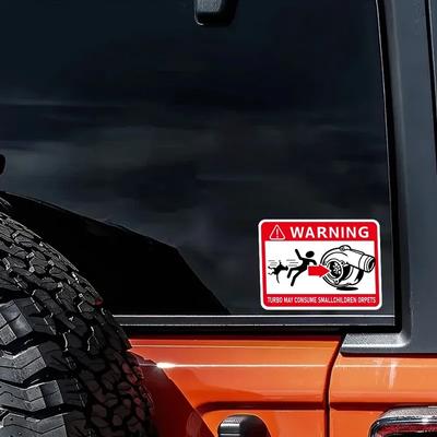 12x9cm Turbo Warning Funny Creative Car Sticker Auto Rear Bumper Window Body PVC Decor Styling Vinyl Decal Car Decor Accessories