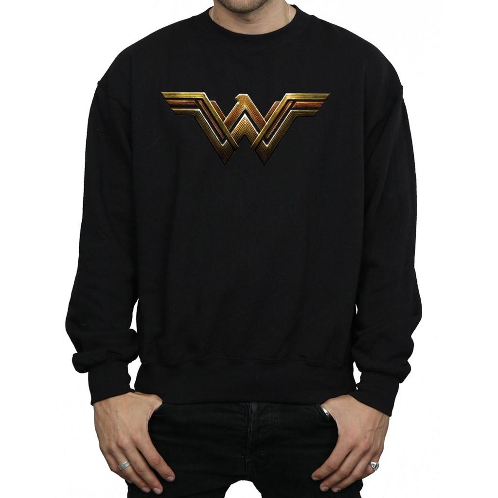 DC Comics Mens Justice League Movie Wonder Woman Emblem Sweatshirt