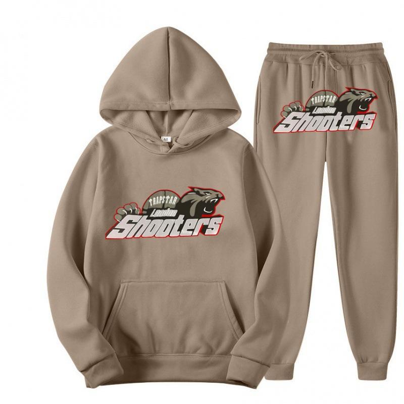 New Men's and Women's Casual Sports Suit, Red and Black Tiger Head Sweater and Sweatpants Suit.