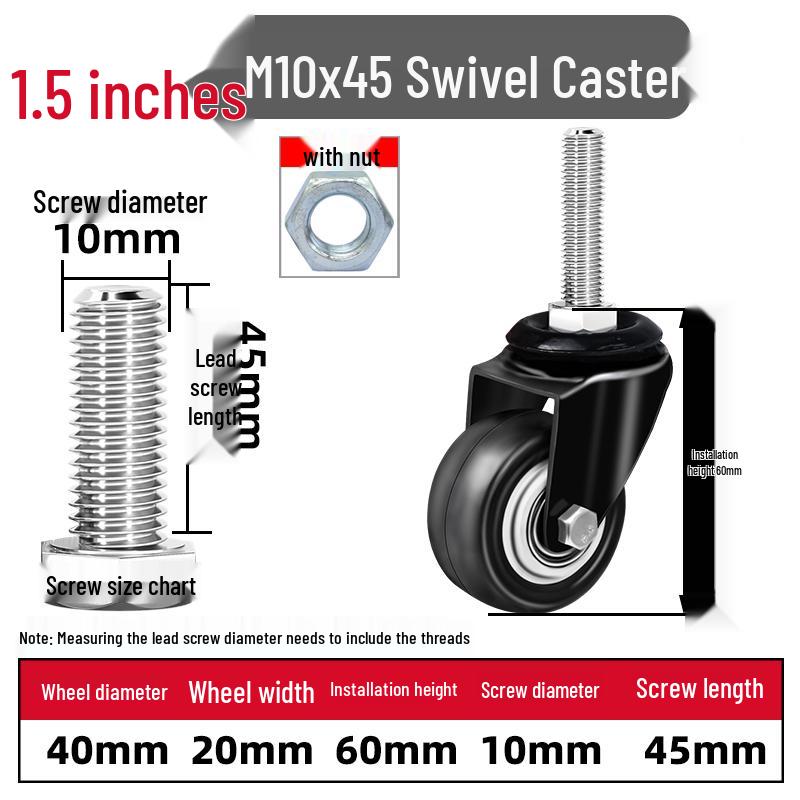 Silent Swivel Casters with Inch Threaded Rod & Double Bearings