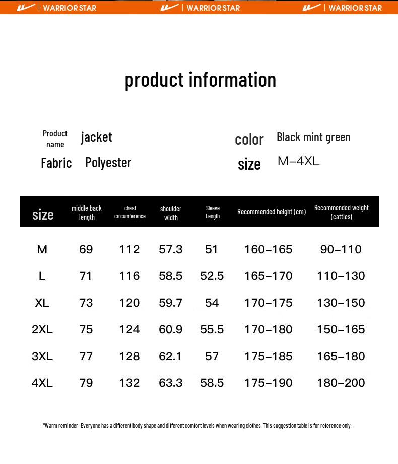 Warrior Men's Water-Repellent Casual Windproof Jacket