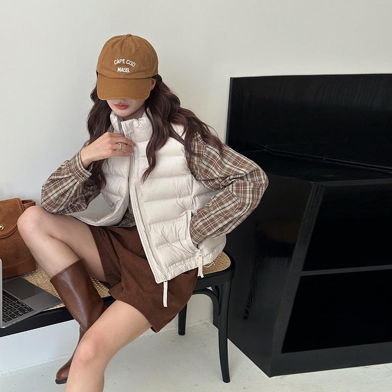 Light Down Cotton Vest Women's Wear Short Autumn and Winter New Vest Vest Vest Vest Stand-up Collar Vest Jacket