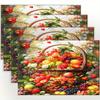 4pcs of Creative And Unique Fruit-Themed Printed Linen Placemats To Enhance The Beauty of Your Dining Room And Kitchen, Perfect for Coffee Tables,