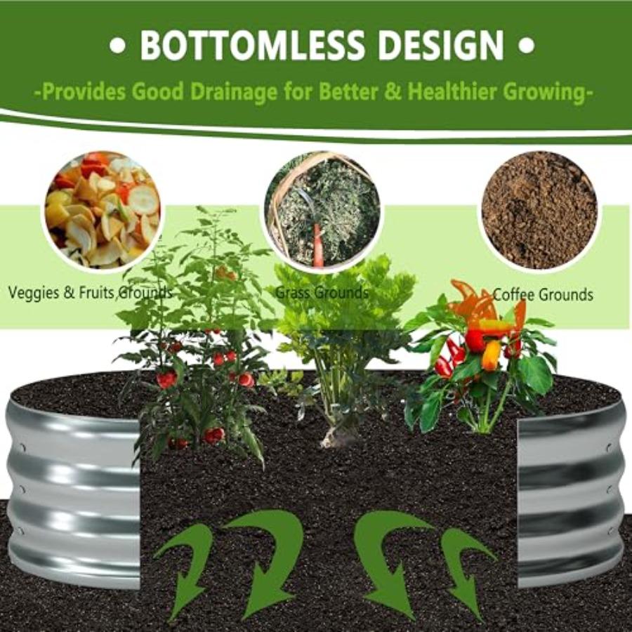 8x4x1ft 2 Pack Galvanized Oval Raised Garden Bed Outdoor Planter Box Metal Patio Kit Planting Bed for Vegetables Flowers Herb S