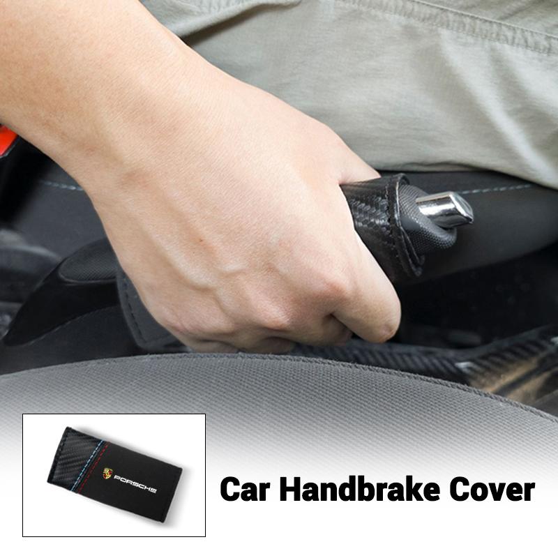 Car Handbrake Cover Hand Brake Grip Decoration Sleeve For Porsche Panamera Macan 911 718 Taycan Boxster Cayman Pajun Accessories