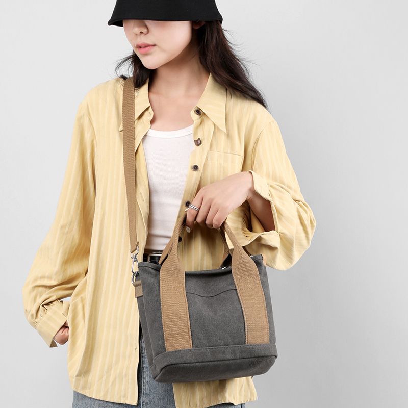New Japanese Korean Style Canvas Multi Pocket Crossbody Shoulder Bag For Women Casual Small Daily Travel Mom Top Handle Bag