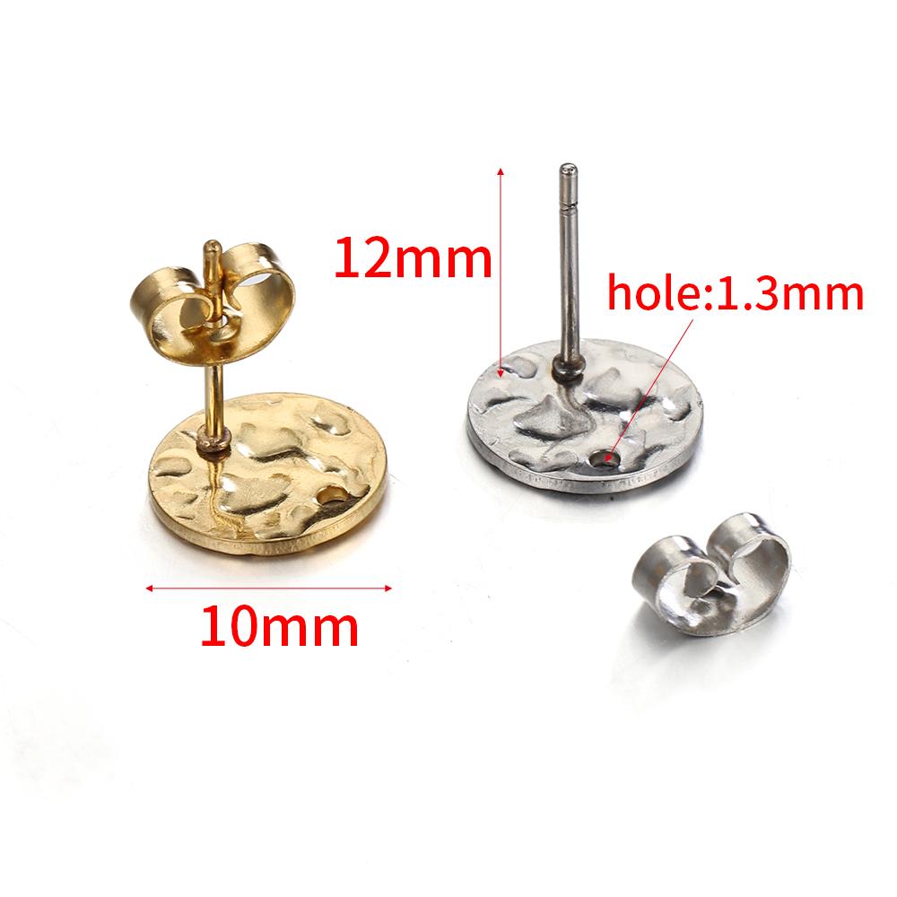 5Pairs Stainless Steel Embossing Round Ear Studs Ear Plug Set Earring Posts Back Stoppers Earrings Piercing DIY Jewelry Making