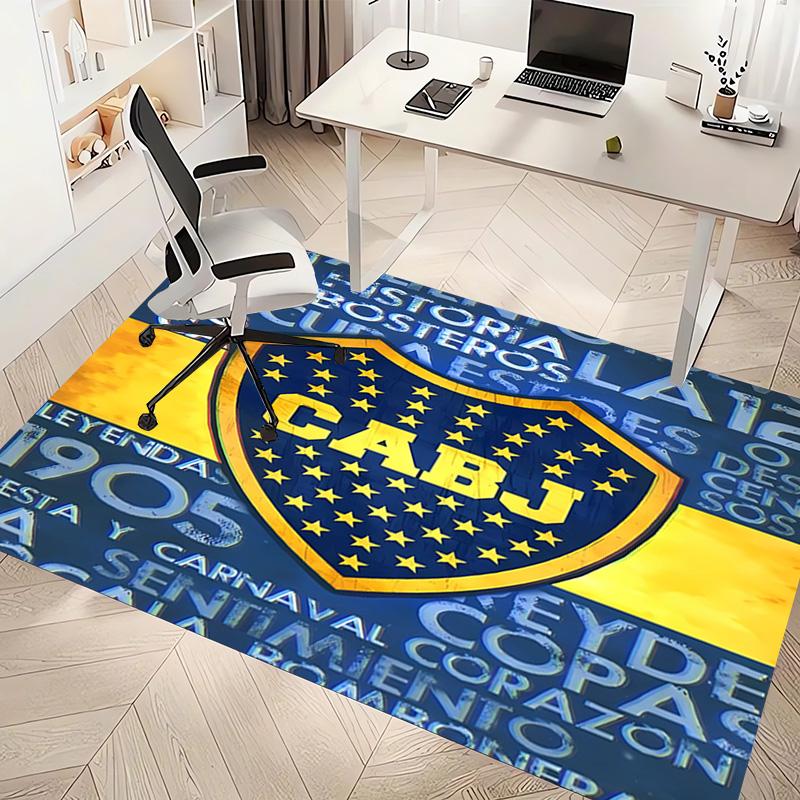 1pc Club Atlético Boca Juniors Print Area Rug - Soft, Washable Non-Slip Indoor Mat, Living Room, Home Office Decorative Rug,Office Decorative