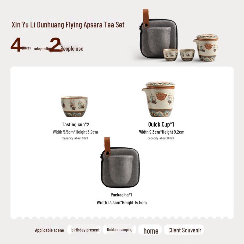 Dunhuang Ru Kiln Portable Ceramic Travel Tea Set