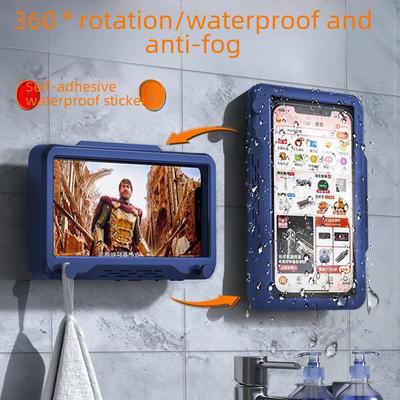 Waterproof Rotatable Phone Holder: Punch-Free Wall Mount for Bathroom & Kitchen
