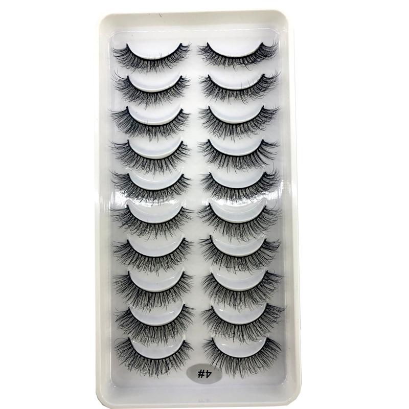 AMSDCN Artificial Mink Short Natural Dramatic False Eyelashes Short Eyelashes 10 Pairs of 3D Eyelash Makeup False Eyelashes