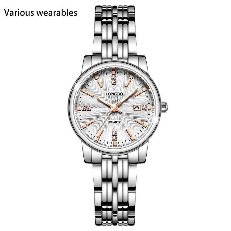 Lovers Watch Calendar Waterproof Steel Strap Watch for Men Women