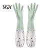 Wear Resistant Dish Gloves with Velvet Long Sleeves Dishwashing Gloves, Thick Fleece Lining Non-Slip Silicone Cleaning Thickened Winter Reusable