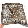 New high-end scarf green imitation silk scarf light luxury cashew flower Korean pattern spring and autumn cashew flower