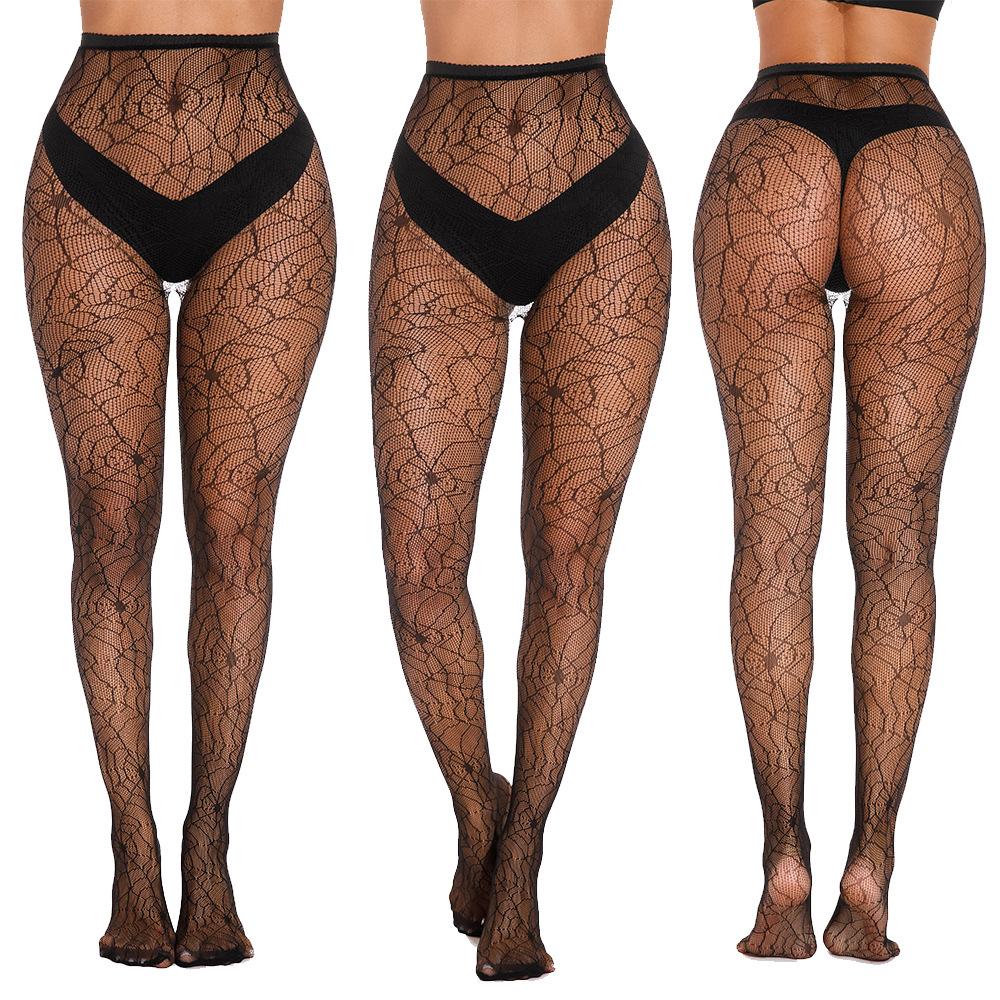 European American New Style Transparent Thin Halloween Mesh Stockings Set Tights Plus Size Skull Women's Ghost Festival Cosplay