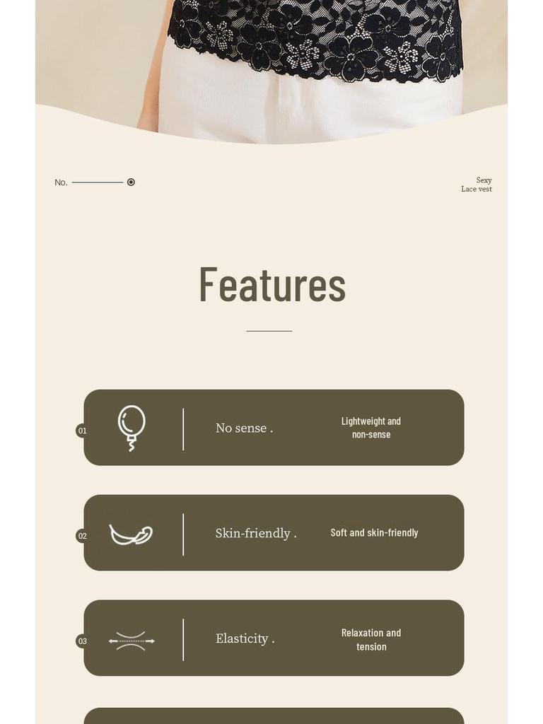 Sommer Svart Blonde Ryggløs Slim Fit Camisole: Kvinners Sexy BH uten spiler