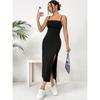 Moda Donna Estate Primavera Stampa Leopardo Senza Maniche Bretelle Vita Alta Abiti Casual