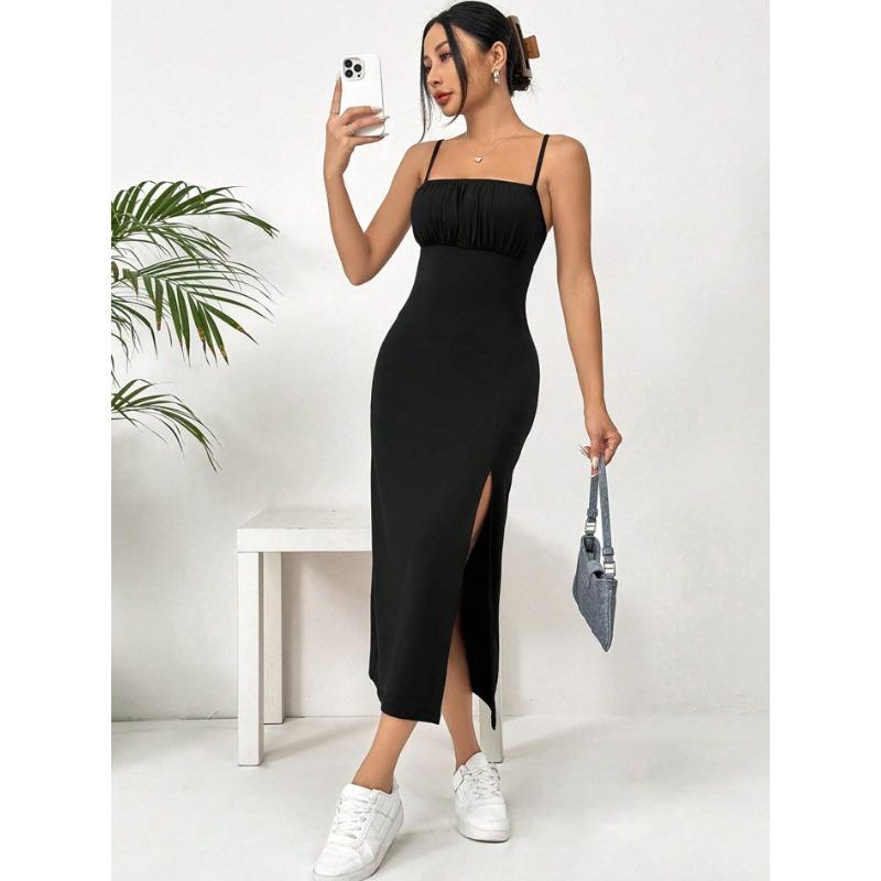 Moda Donna Estate Primavera Stampa Leopardo Senza Maniche Bretelle Vita Alta Abiti Casual