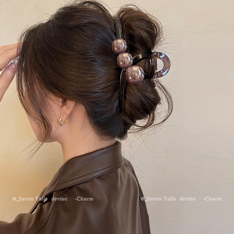 Pince Crabe Perle Élégante: Chignon Moyen Pince à Cheveux Requin pour Femmes - Nouvel Accessoire de Cheveux Élégant 2025