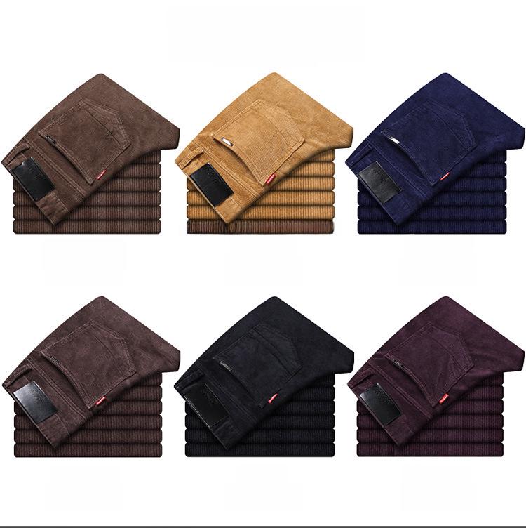 2025 Men's Corduroy Pants: Straight, Loose Fit, Thick and Warm for Spring, Autumn, and Winter.