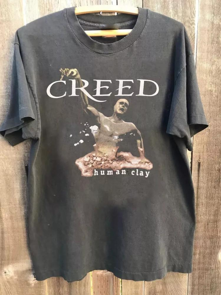 

1990-ті Creed Human Clay Band вугільна футболка Графічна футболка Унісекс AD107 Унісекс футболка XXL
