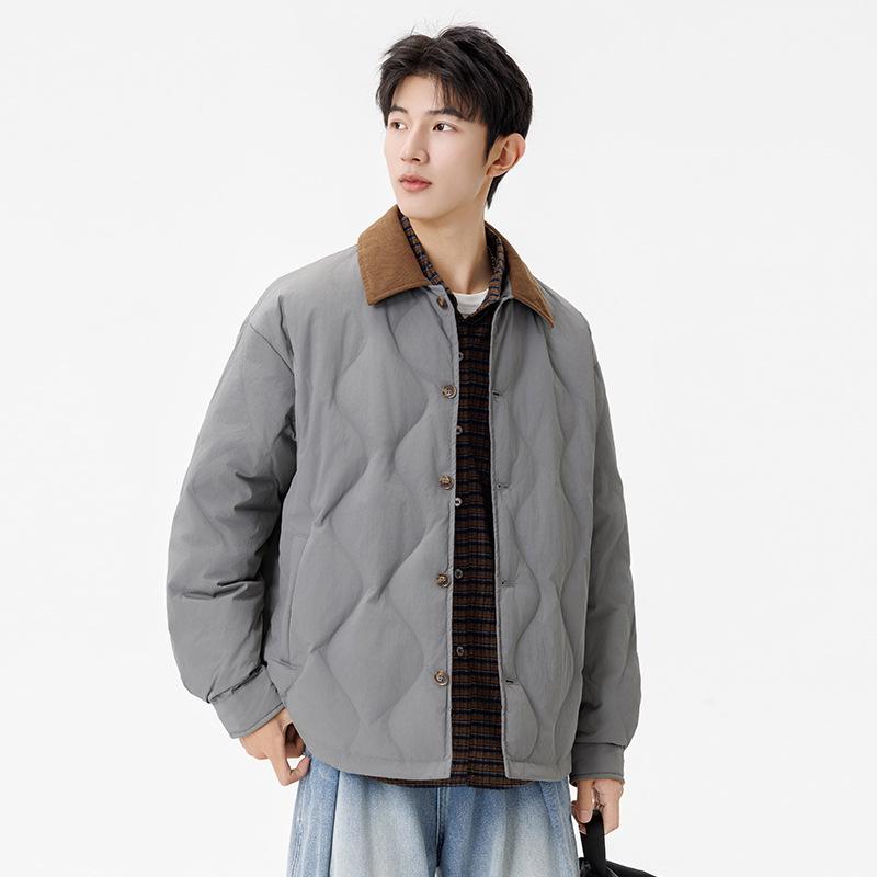 Winter-Daunenjacke für Herren 2025 mit Farbblock-Design und Reverskragen – Schlicht, locker, warm, im Landhausstil für Paare