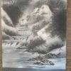 Used Hanging Scroll, Landscape Painting, Ink Wash Painting, Waterfall, Mt. Fuji, Japanese Room, Interior, Antique
