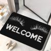 Glitter Eyelashes Welcome Doormat, Non-Slip Entryway Rug, Durable Washable Floor Mat for Bedroom and Bathroom