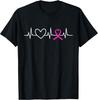 BEST! Breast Cancer Awareness Month Pink Ribbon Heartbeat Gifts Tee Size S-3XL